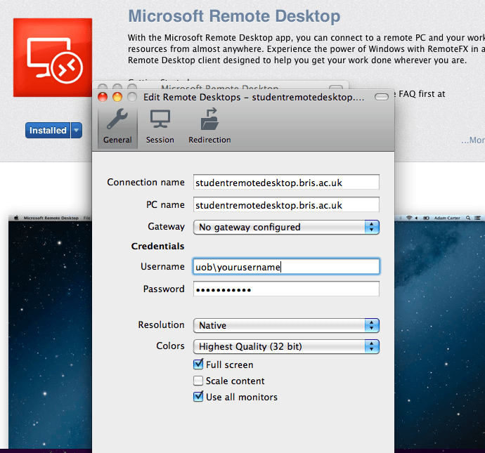 Windows remote desktop connection manager for mac